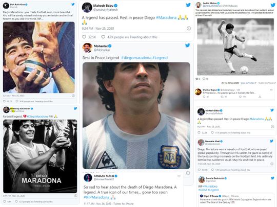 Bollywood and South Indian stars pay tribute to football legend Diego Maradona
