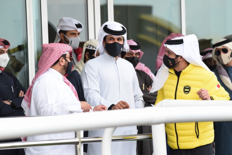 ناصر بن حمد وخالد بن حمد يشهدان السباق الثامن للخيل